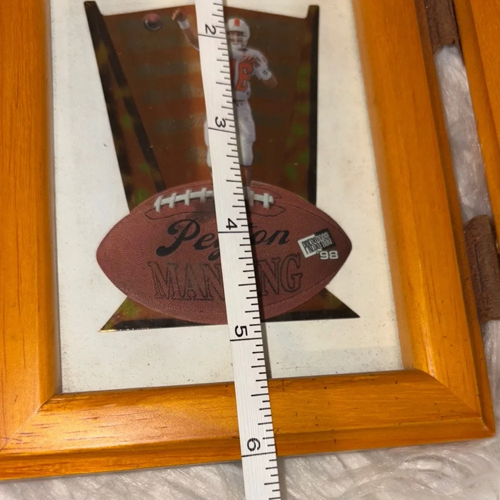 Wooden Triple Photo Frame with Sports Memorabilia (Peyton Manning)